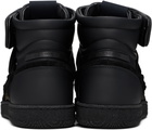 Balmain Black Leather 'Balmain Swan' Mid-Top Lace-Up Sneakers