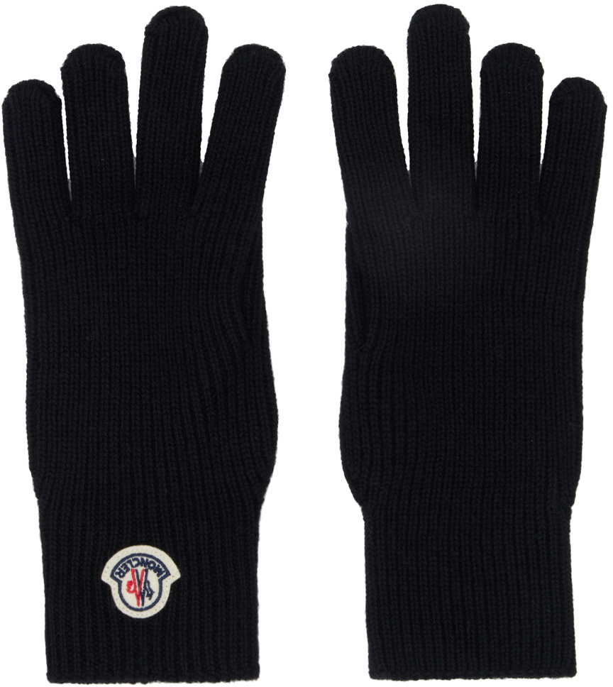 Moncler Black Virgin Wool Gloves