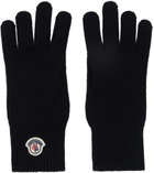 Moncler Black Virgin Wool Gloves
