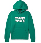 Stüssy - Printed Fleece-Back Cotton-Blend Jersey Hoodie - Green