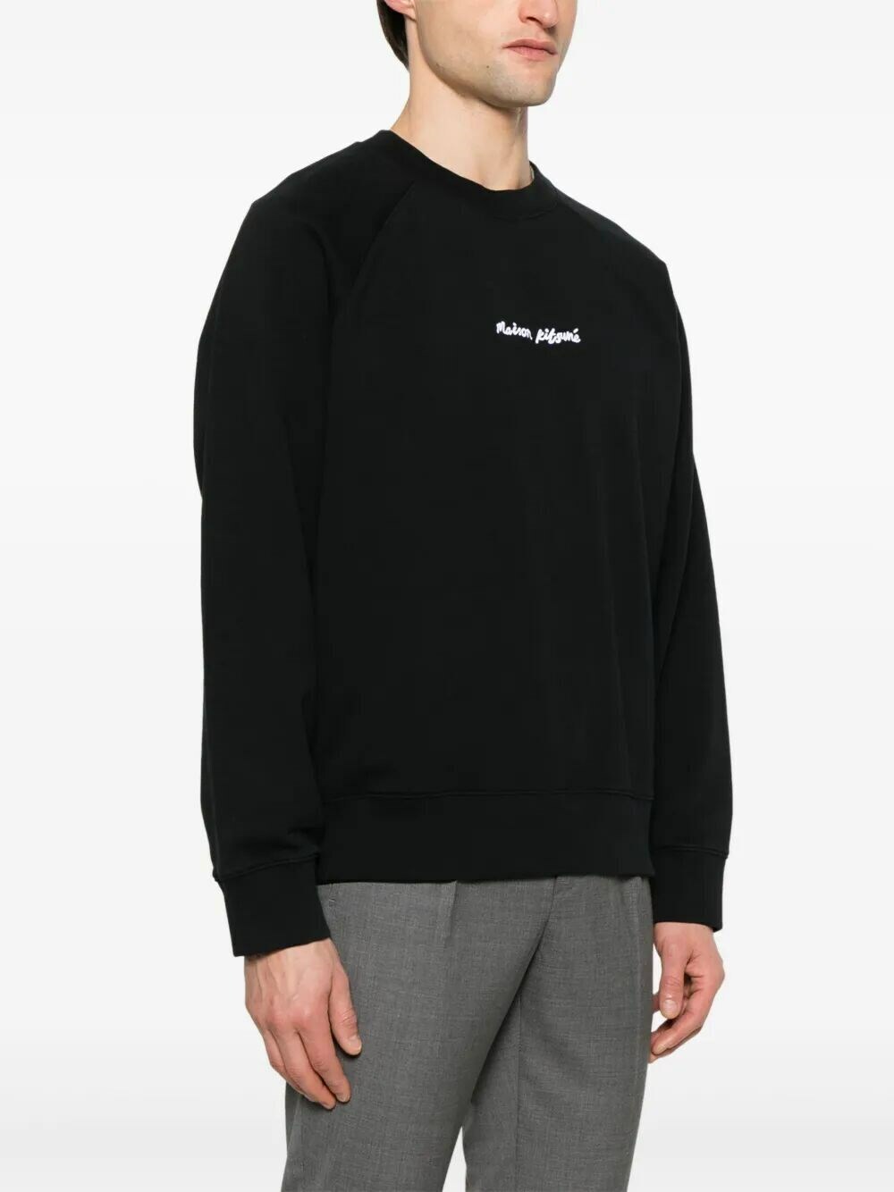 Maison Kitsune Embroidery Oversize Reglan Sweatshirt in Black