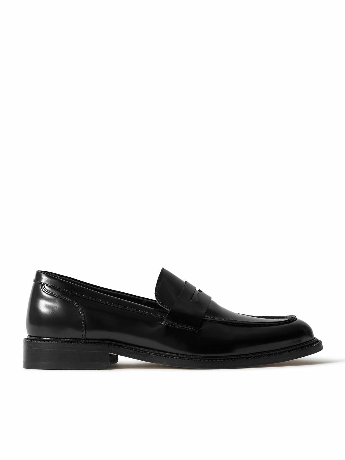 VINNY's - Townee Glossed-Leather Penny Loafers - Black