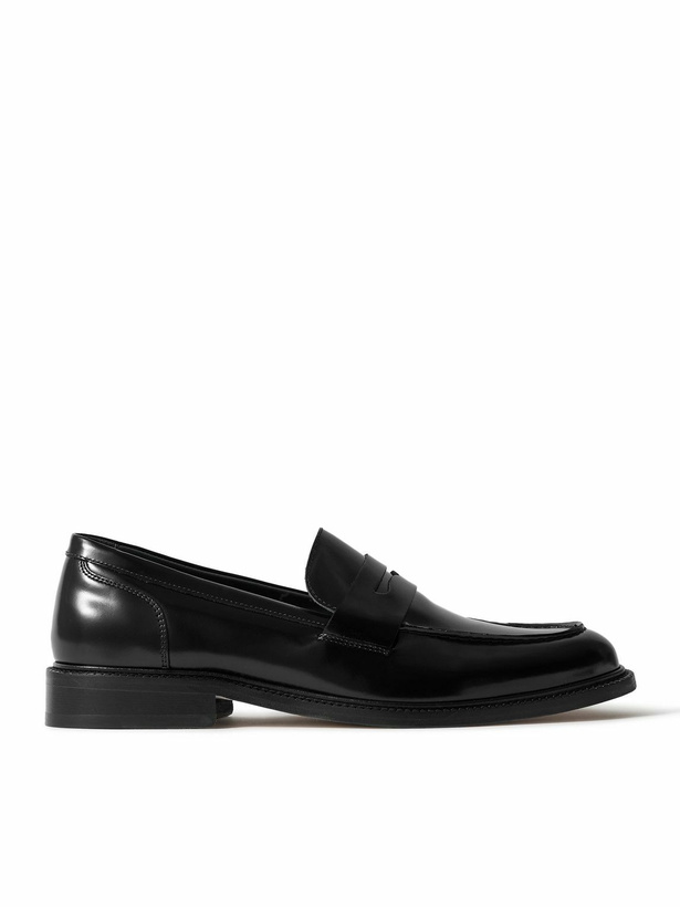 Photo: VINNY's - Townee Glossed-Leather Penny Loafers - Black