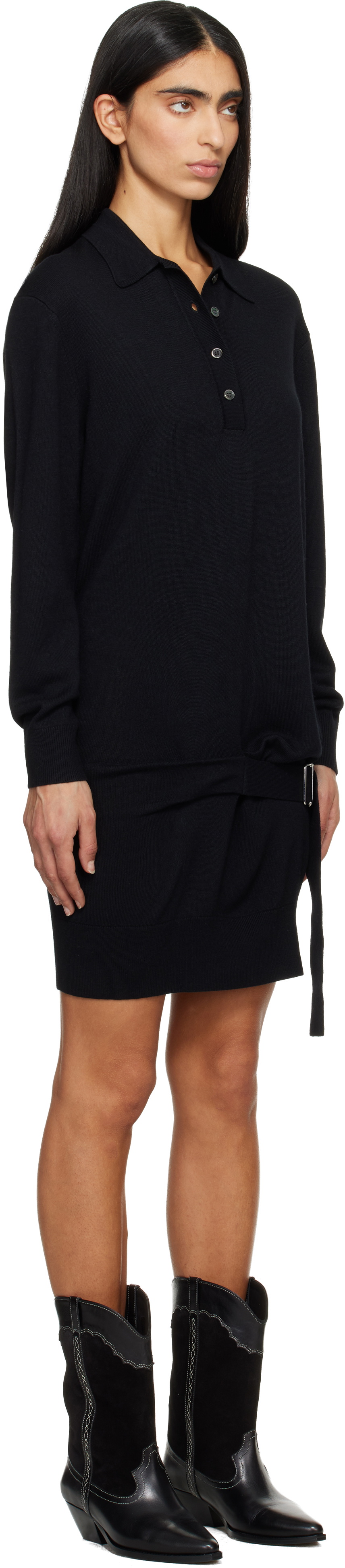 Isabel Marant Black Bathilde Essential Fluid Knit Minidress
