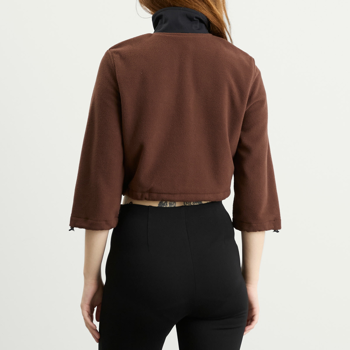 SKIMS Women's Fleece Lounge Shrunken Zip Up Jacket in Cocoa
