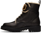 Valentino Garavani Leather & Shearling VLogo Combat Boots