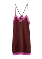 Love Stories Willow Lace-trimmed Silk Chemise Burgundy