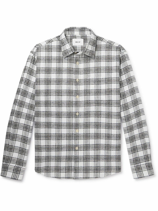 Photo: NN07 - Deon 5465 Checked Organic Cotton-Flannel Shirt - Gray