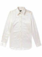 TOM FORD - Cutaway-Collar Silk-Satin Shirt - White