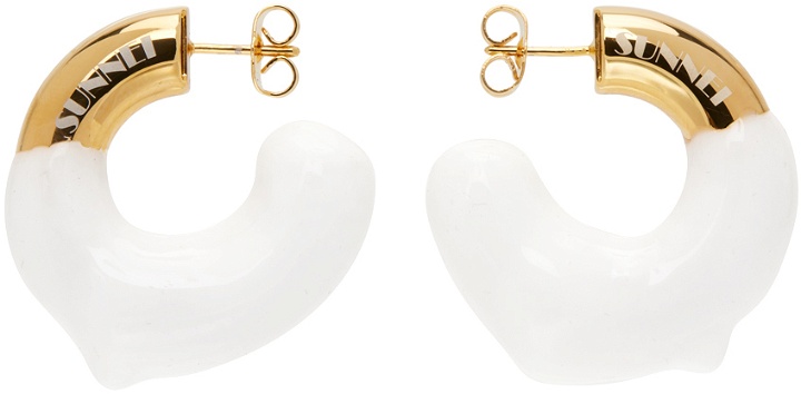 Photo: SUNNEI SSENSE Exclusive Gold & White Small Rubberized Earrings