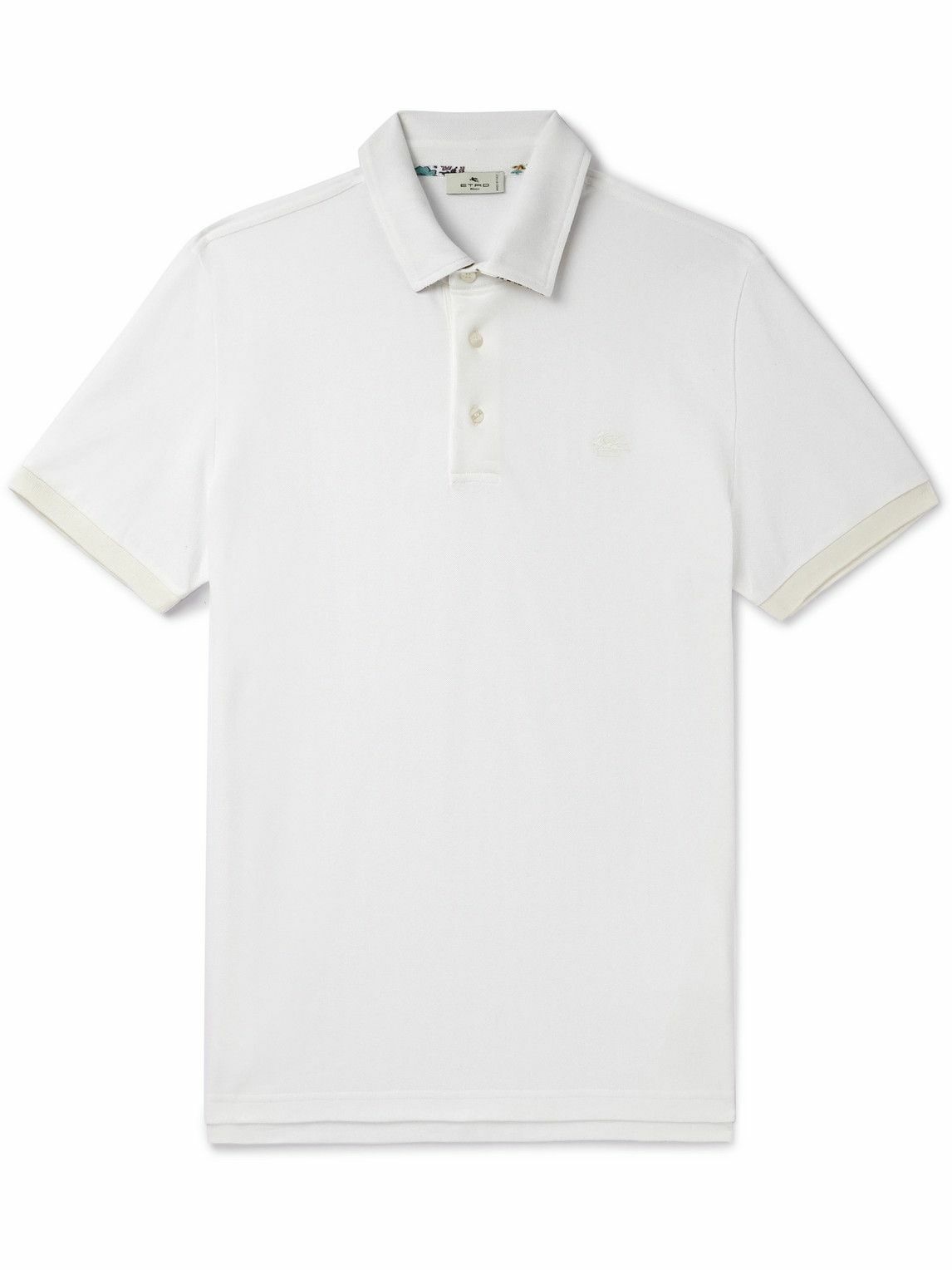 Photo: Etro - Logo-Embroidered Cotton-Piqué Polo Shirt - White