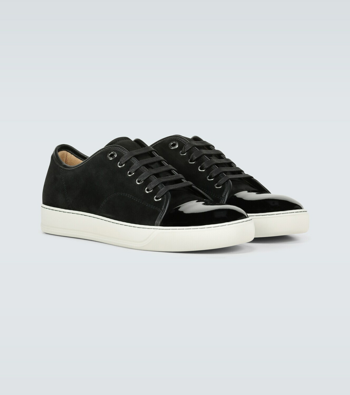 Lanvin Suede and patent cap-toe sneakers