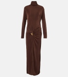 Xu Zhi Gathered turtleneck maxi dress