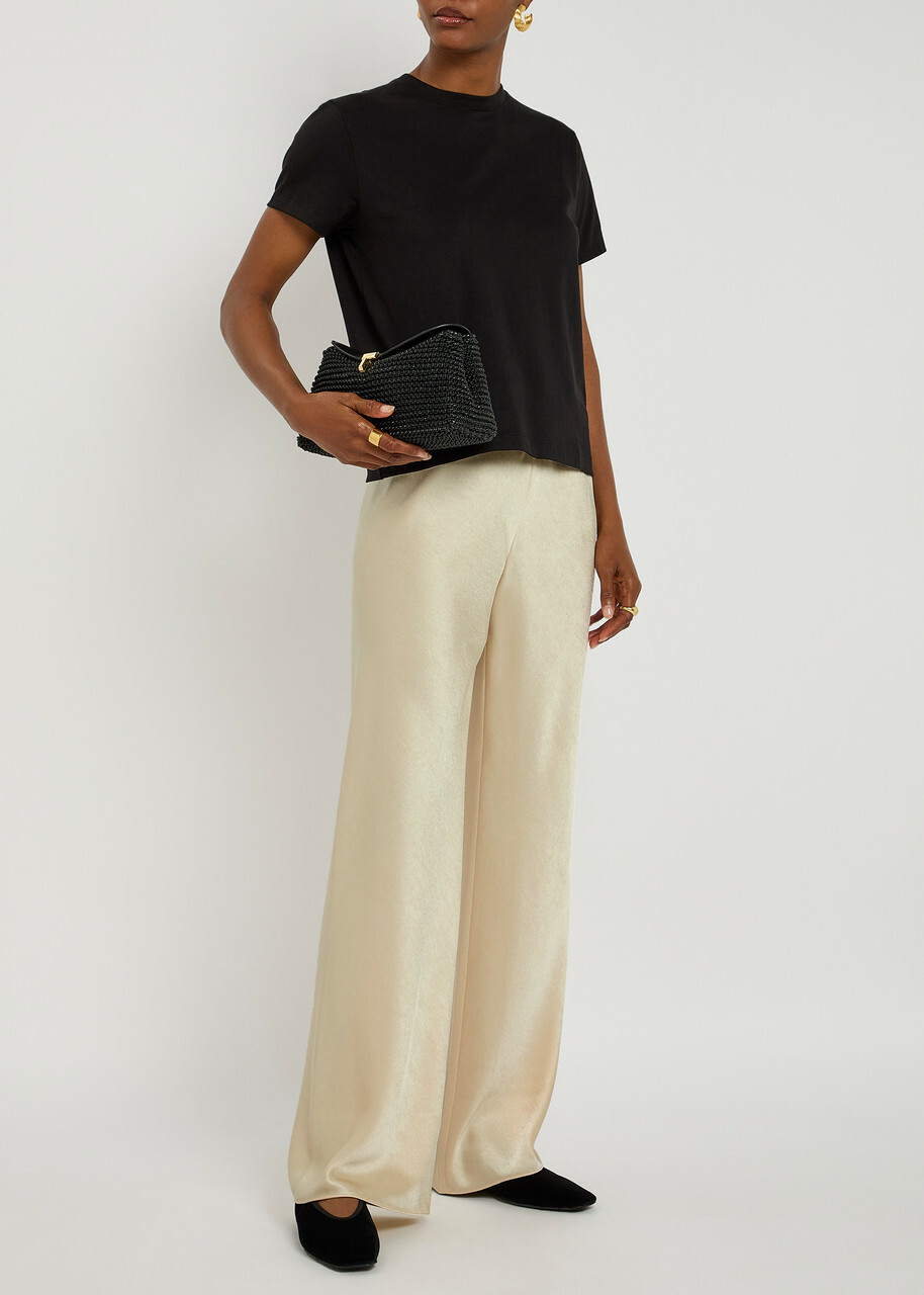 Vince Fluid Satin Bias Trousers Ivory