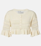 Xu Zhi Cropped open-knit ruffled cardigan