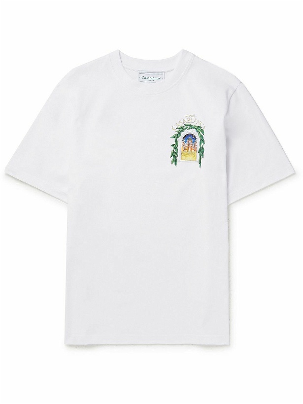 Photo: Casablanca - Avenida Logo-Print Cotton-Jersey T-Shirt - White