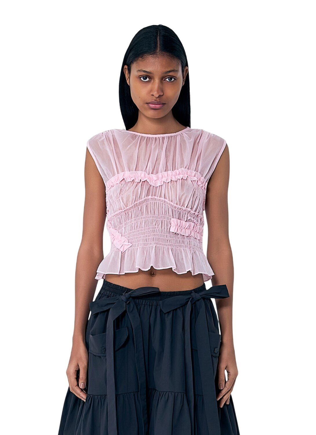 Cecilie Bahnsen White Selena Quilted Cotton Top Cecilie Bahnsen