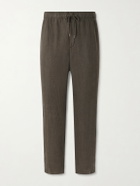 James Perse - Straight-Leg Garment-Dyed Linen Drawstring Trousers - Green