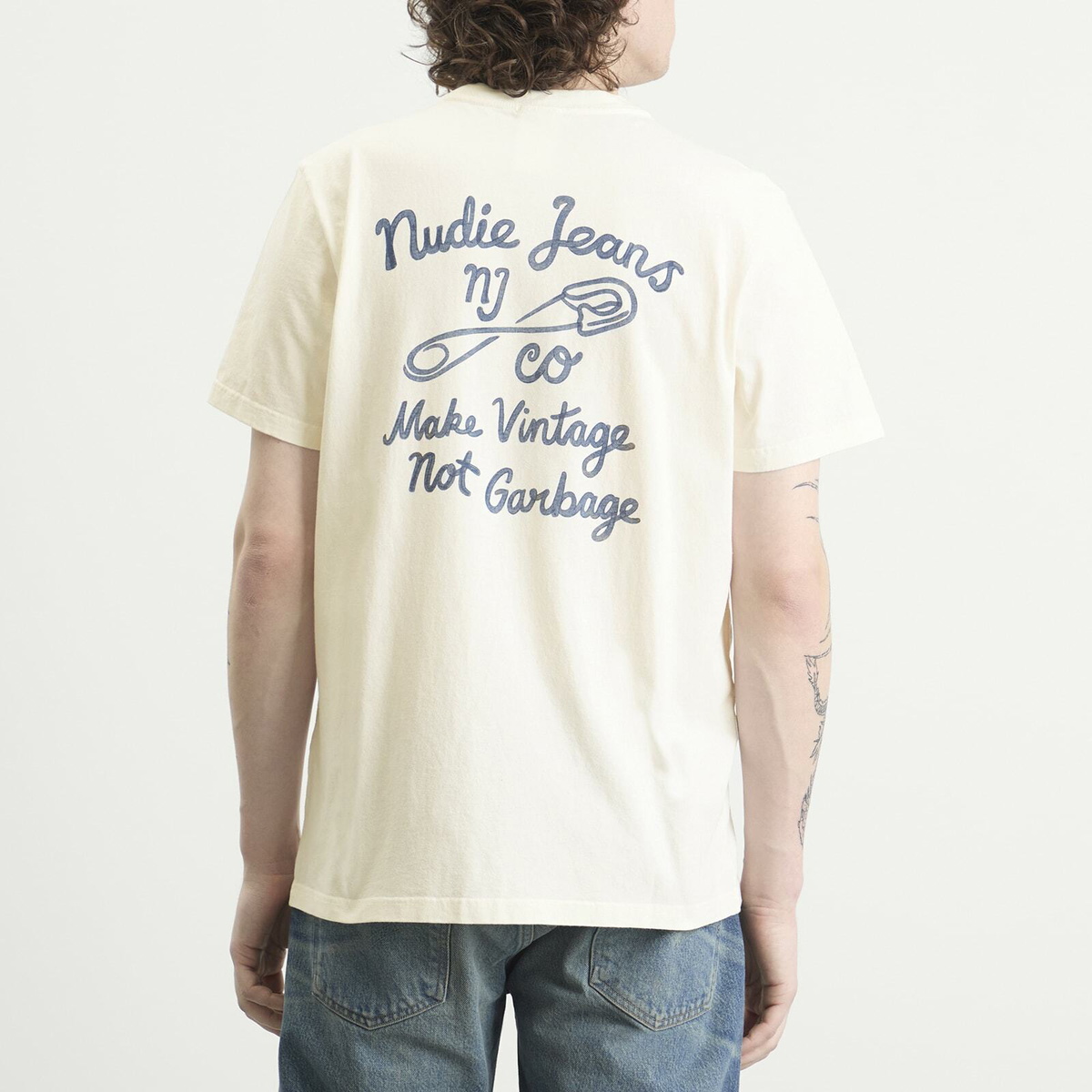 Nudie Jeans Co Men's Roy NJCO Pin T-Shirt in Chalk White