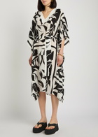 Max Mara Lancia Printed Silk Midi Kaftan Dress Black