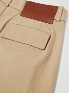 Jil Sander - Belted Tapered Pleated Cotton-Canvas Trousers - Neutrals