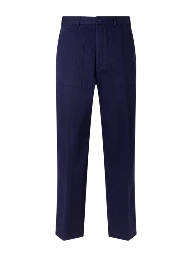 Photo: Ralph Lauren Purple label - Straight-Leg Cotton-Blend Twill Trousers - Blue