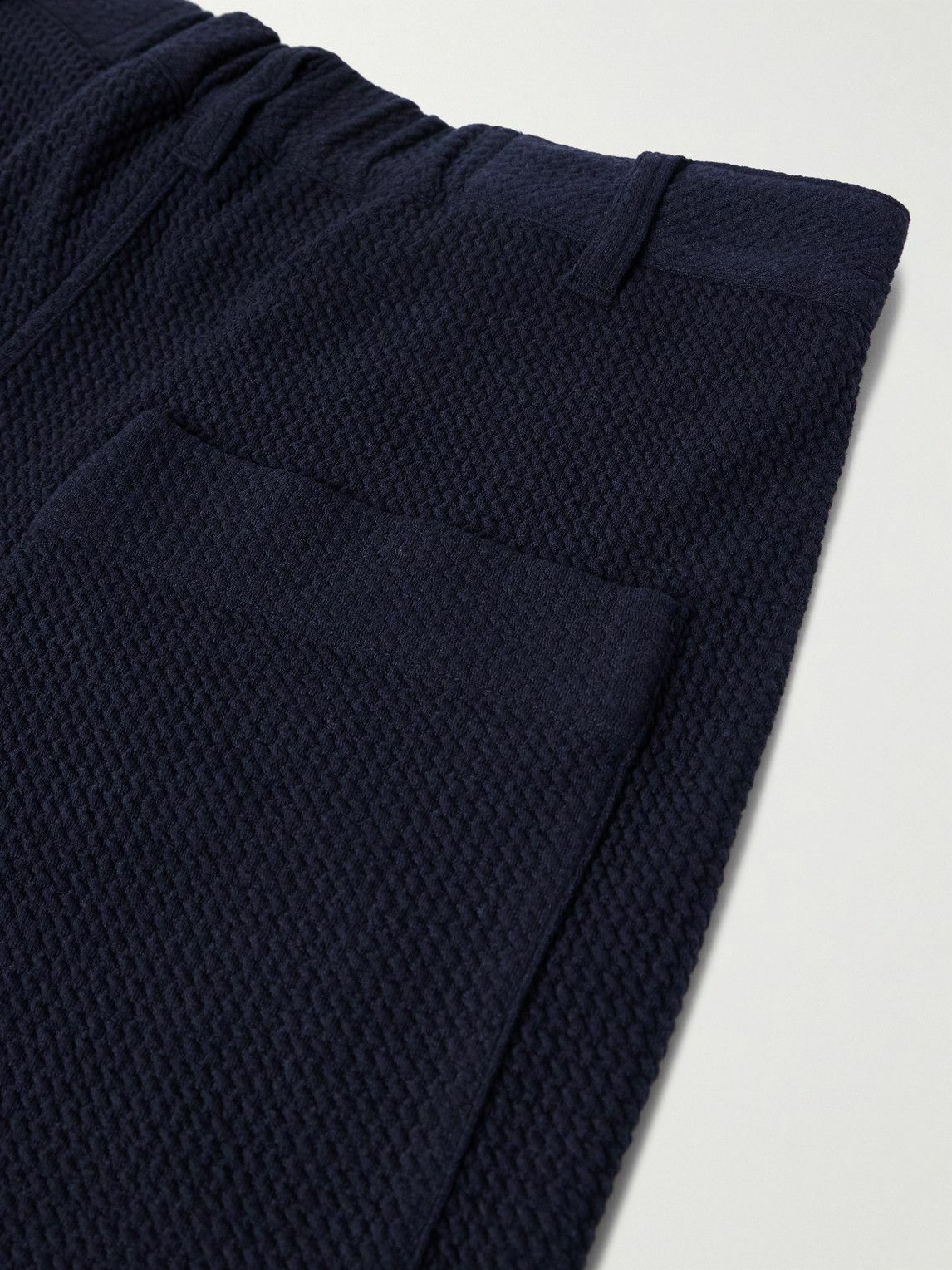 Monitaly - Easy Tapered Pleated Textured-Woven Trousers - Blue