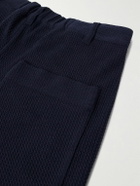 Monitaly - Easy Tapered Pleated Textured-Woven Trousers - Blue