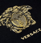 Versace - Logo-Embroidered Cotton-Piqué Polo Shirt - Black