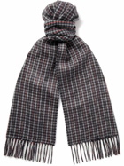 Johnstons of Elgin - Reversible Fringed Houndstooth and Striped Cashmere Scarf