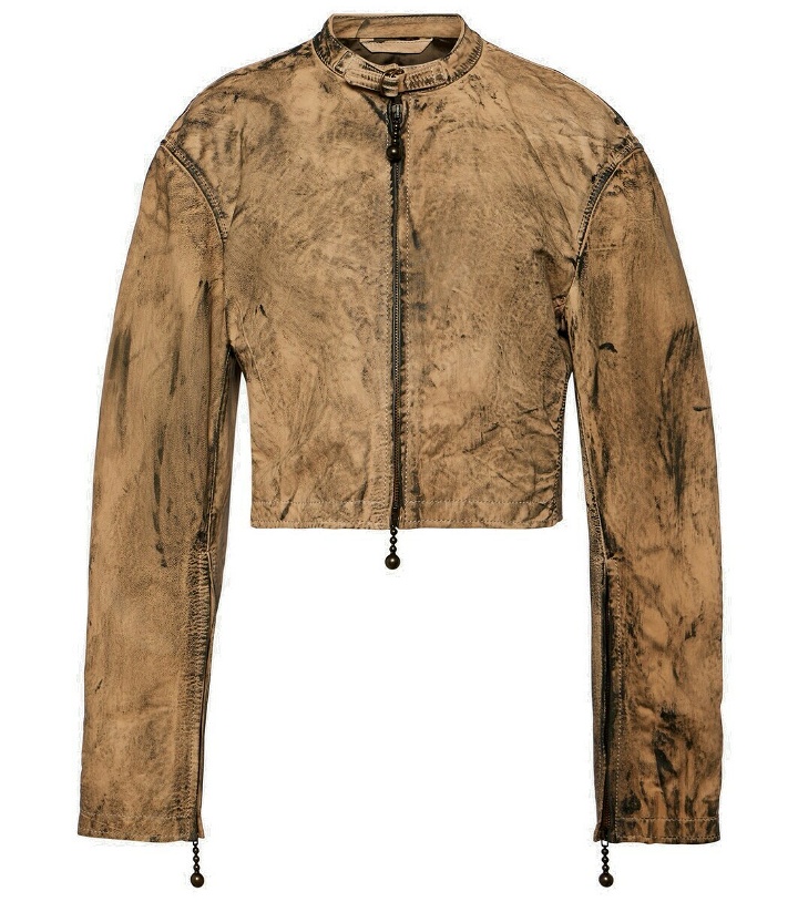 Photo: Acne Studios Cropped painted leather biker jacket