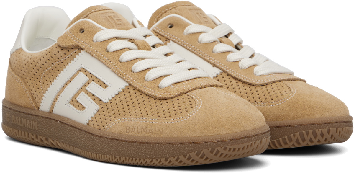 Balmain Beige Suede Balmain Swan Sneakers