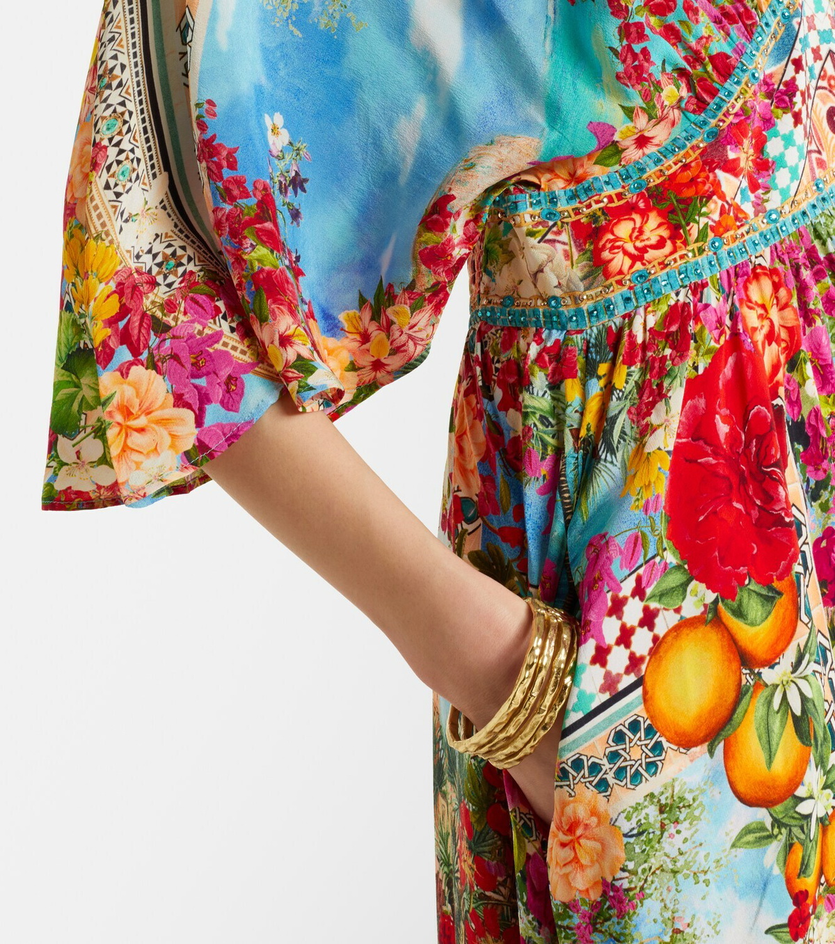Camilla Embellished printed silk maxi dress