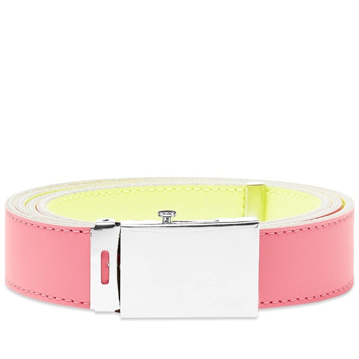Photo: Comme des Garçons Super Fluro Leather Belt in Pink/Yellow