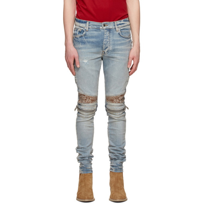 Photo: AMIRI Indigo and Brown Bandana Jeans