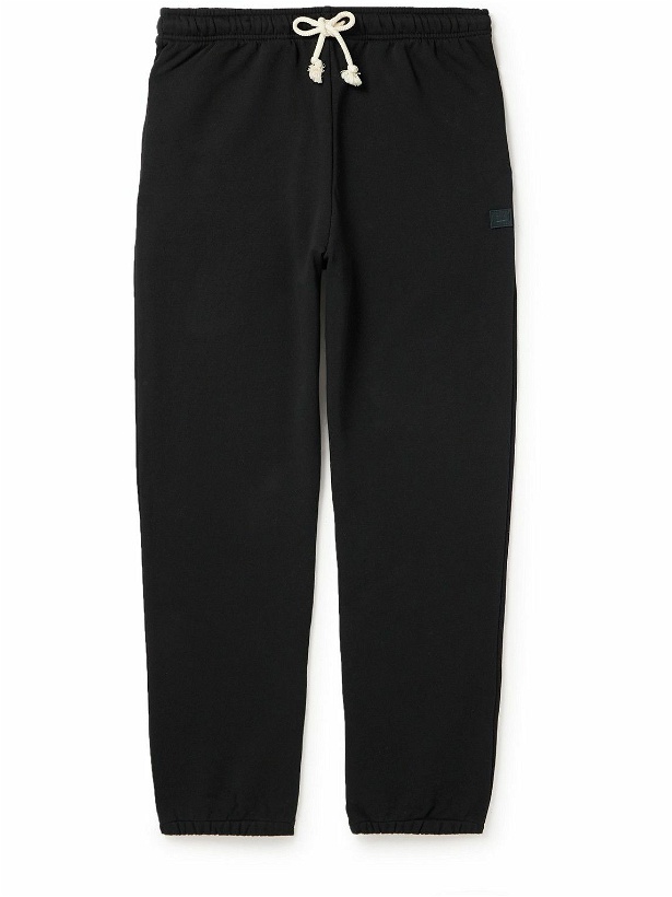 Photo: Acne Studios - Frack Straight-Leg Logo-Appliquéd Cotton-Jersey Sweatpants - Black