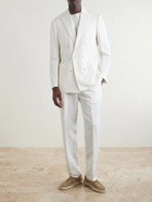 Canali - Double-Breasted Linen and Silk-Blend Suit Jacket - White