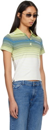 Casablanca Green & White Bourgeois Striped Short Sleeve Polo