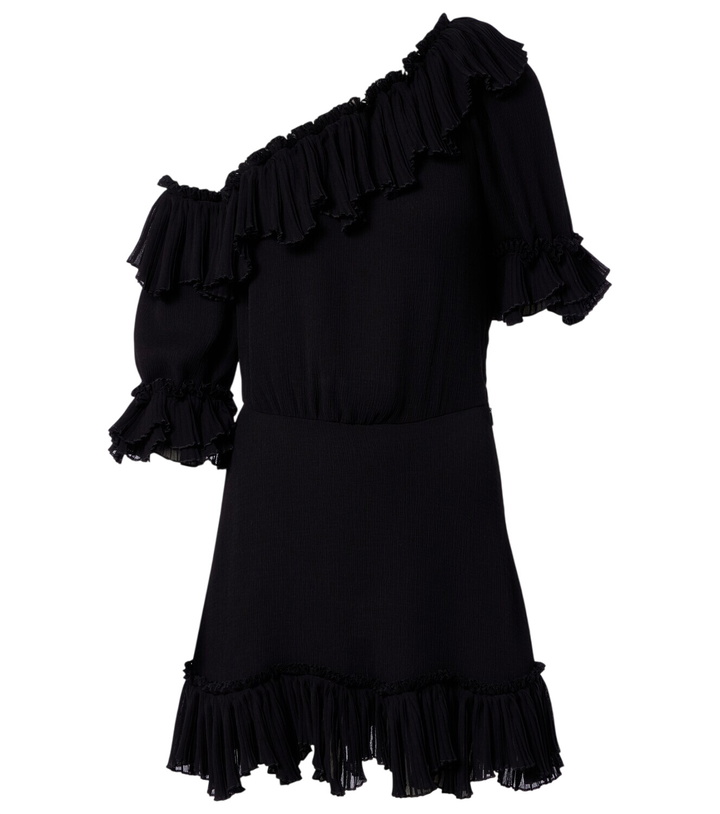 Photo: Saint Laurent Ruffled silk crepon minidress