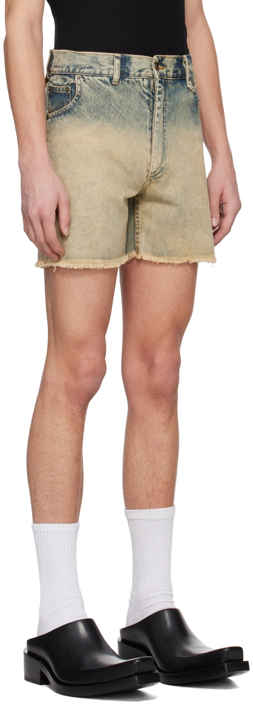 EGONlab Blue Stonewashed Denim Shorts