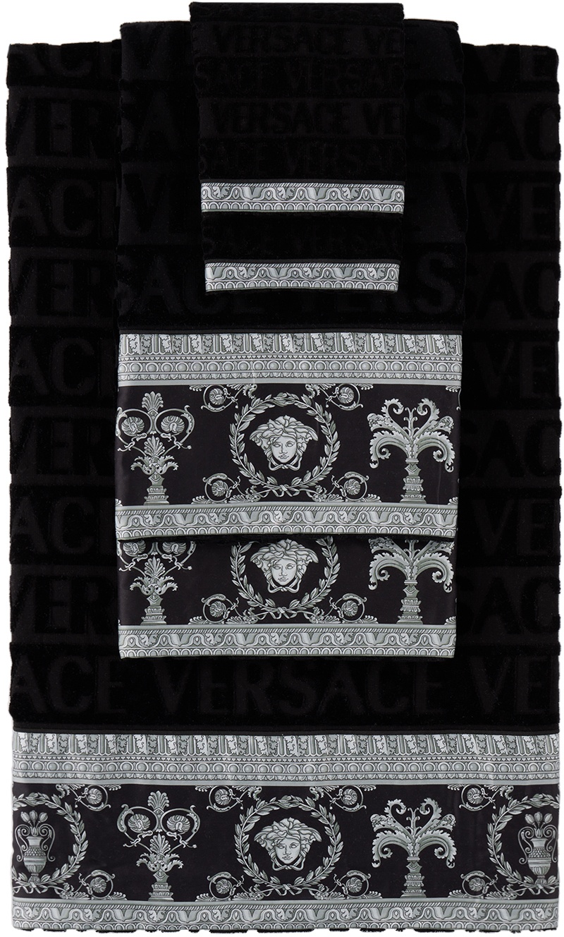 Photo: Versace Black 'I Heart Baroque' Towel Set, 5 pcs