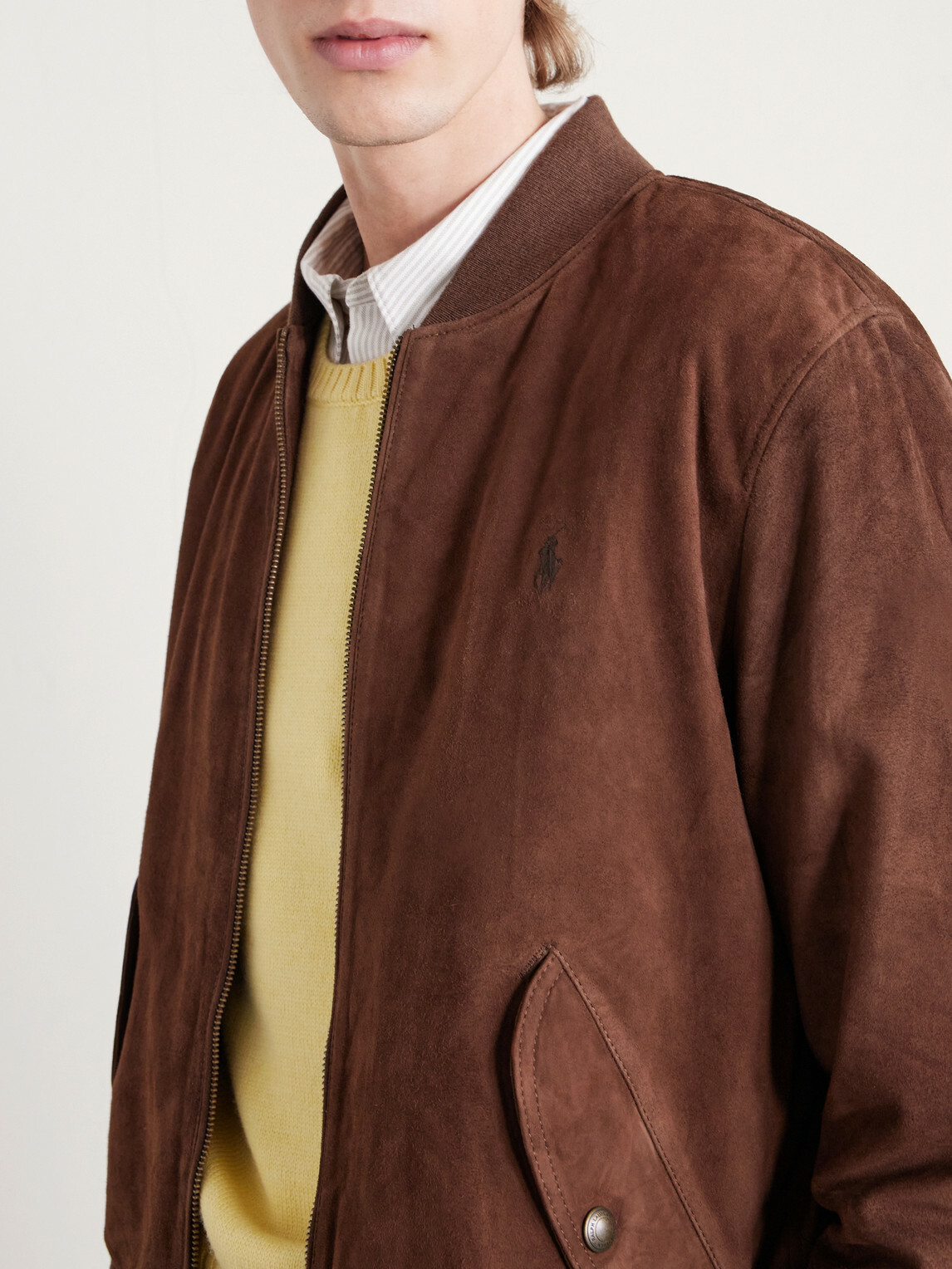 Polo Ralph Lauren - Logo-Embroidered Suede Bomber Jacket - Brown
