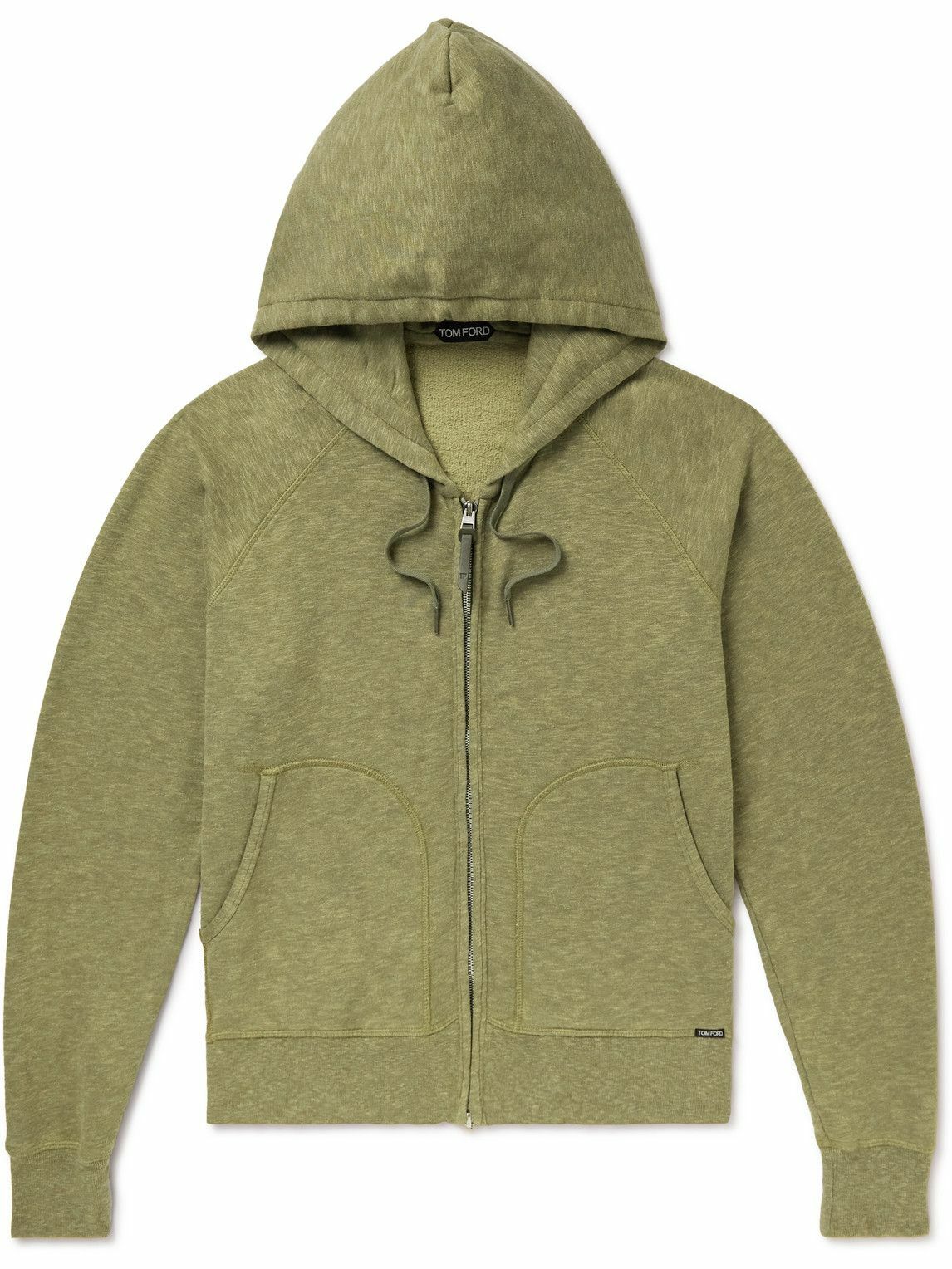 TOM FORD - Brushed Cotton-Blend Jersey Hoodie - Green TOM FORD