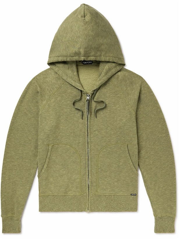 Photo: TOM FORD - Brushed Cotton-Blend Jersey Hoodie - Green