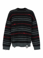 Juun.J Multicolor Striped Sweater With Used Effect In Wool Man