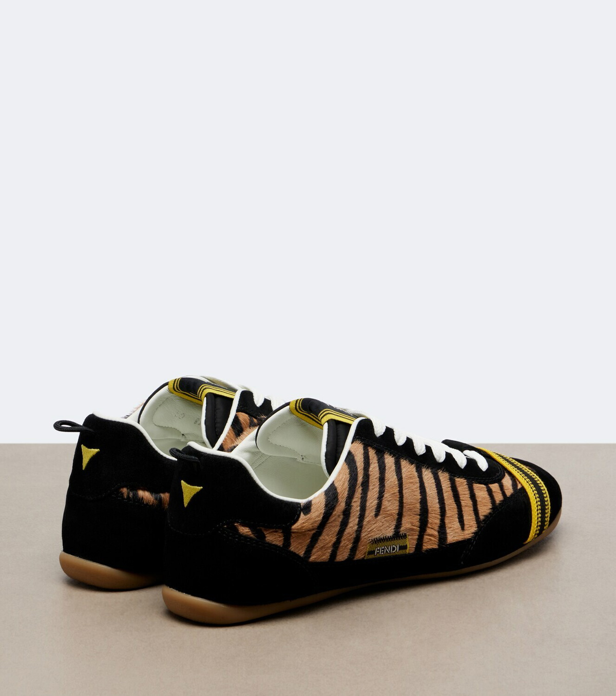 Fendi Wrap suede-trimmed calf hair sneakers