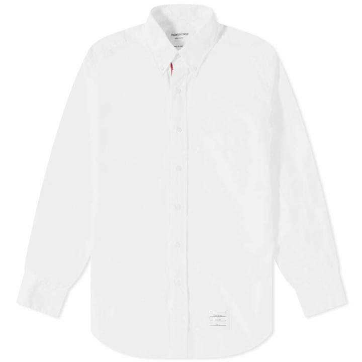 Photo: Thom Browne Men's Grosgrain Placket Solid Poplin Shirt in White