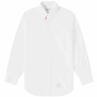 Thom Browne Men's Grosgrain Placket Solid Poplin Shirt in White