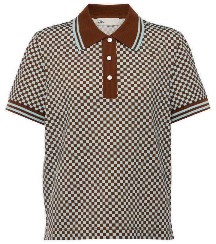 Photo: Tory Sport Checked cotton piqué polo shirt