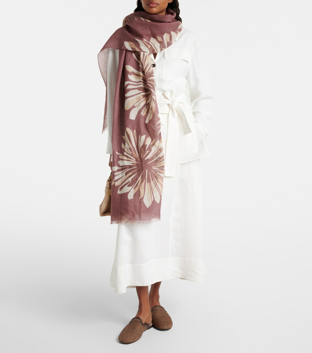 Brunello Cucinelli Floral linen scarf